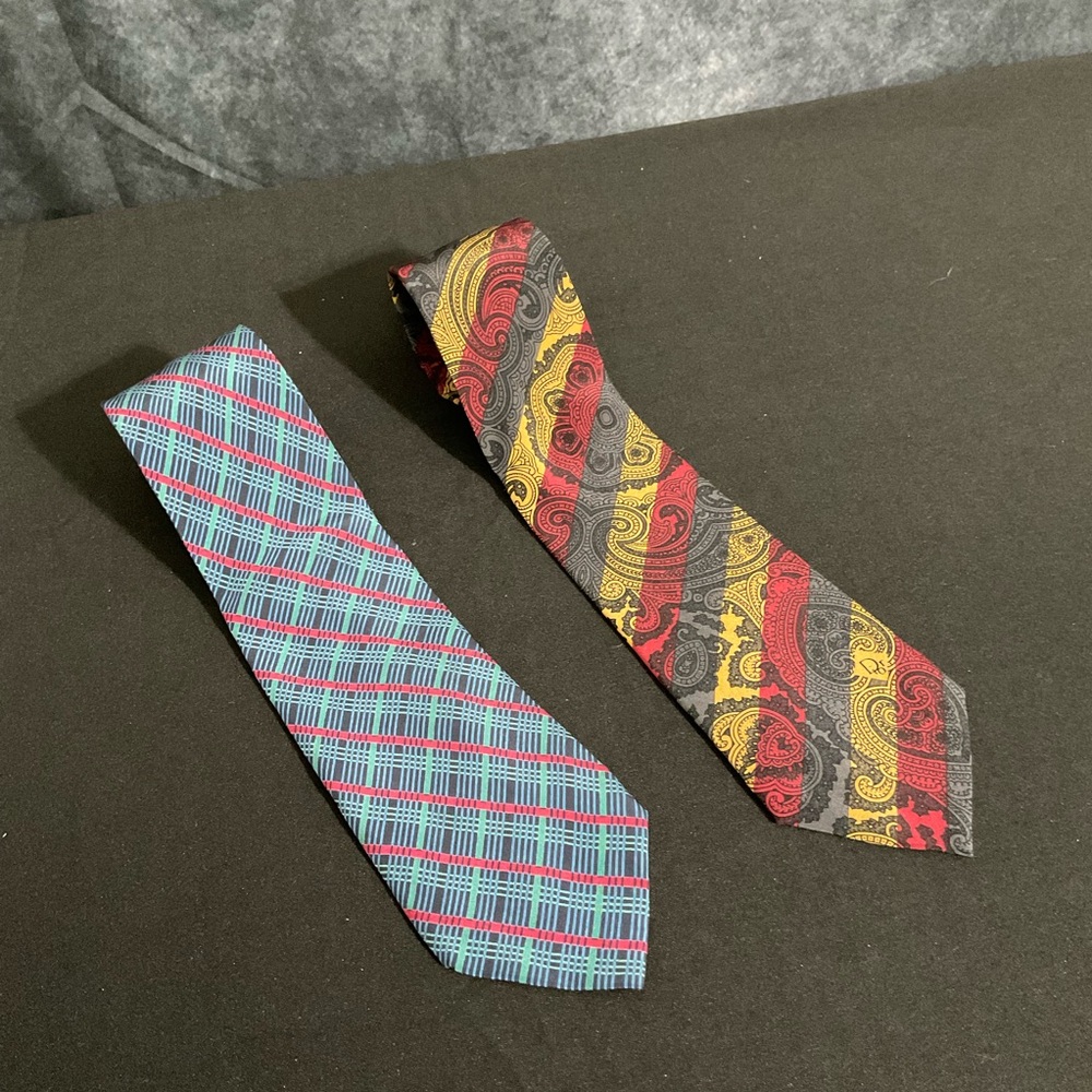 Lot of 2 Vintage 1980s Christian Dior Monsieur Silk Men’s Tie